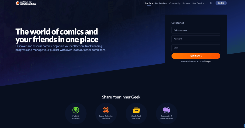 League of Comic Geeks Login Page Subscribe Today